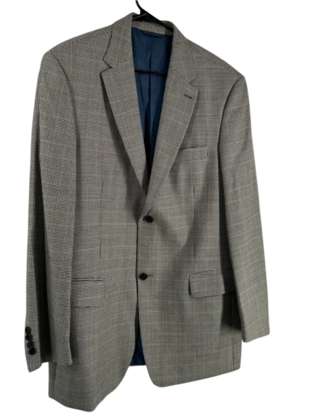 Tommy Hilfiger sports coat Blazer houndstooth wool silk Gold Logo sz 42 Tall